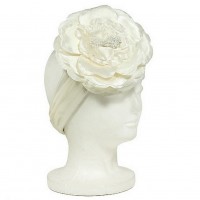 Satin Headbands - 12 PCS w/ Large Silk Flower - Ivory - HB-S10-1713IV
